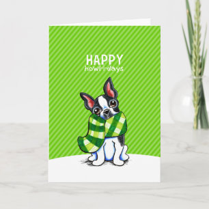 Cartes Pour Fêtes Annuelles Noël de l'Écharpe portée de Boston Terrier