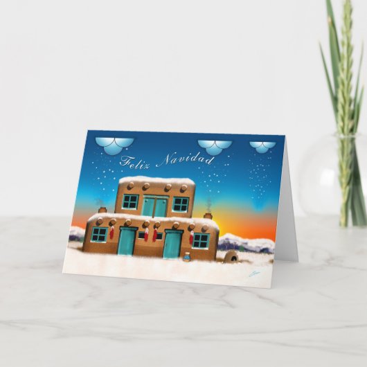 Cartes Pour Fêtes Annuelles Noël de maison d'Adobe (Devant)