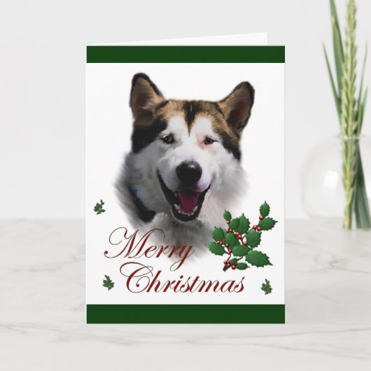 Cartes Pour Fêtes Annuelles Noël de Malamute d'Alaska (Devant)