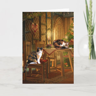 Cartes Pour Fêtes Annuelles Noël de minou de calicot