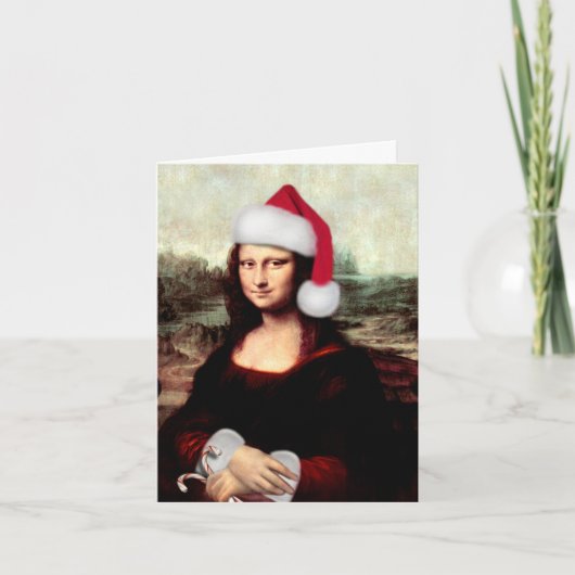 Cartes Pour Fêtes Annuelles Noël de Mona Lisa Santa Hat (Devant)