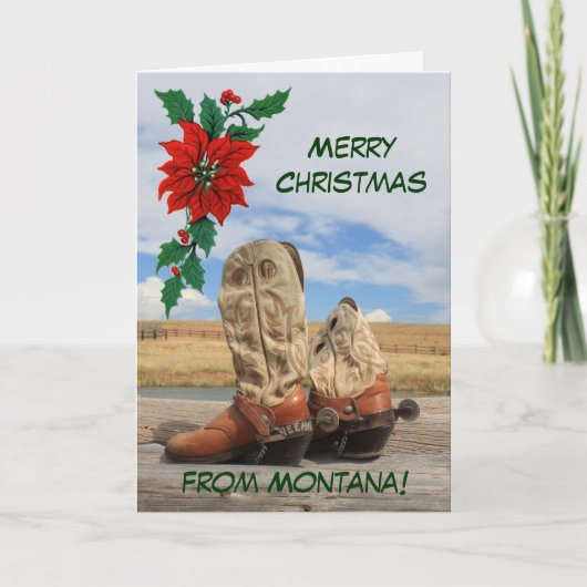 Cartes Pour Fêtes Annuelles Noël De Montana Western Boot (Devant)