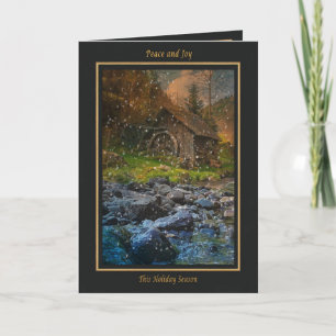 Cartes Pour Fêtes Annuelles Noël de moulin boisé