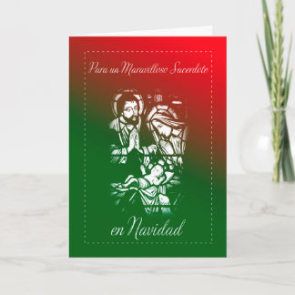 Cartes Pour Fêtes Annuelles Noël de nativité pour le prêtre, espagnol