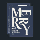 Cartes Pour Fêtes Annuelles Noel de Noël bleu marine simple et moderne<br><div class="desc">Moderne minimaliste traditionnel rétro typographie graphique vintage marine bleu joyeux carte de vacances Noël. Une partie d'une collection de vacances audacieuse et amusante.</div>
