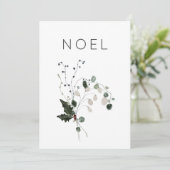 Cartes Pour Fêtes Annuelles Noel de Noël Rustique minimal Végétation Holly (Debout devant)