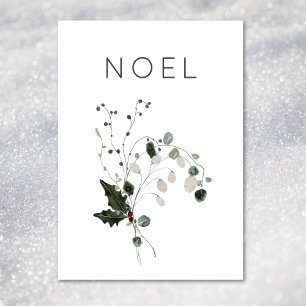 Cartes Pour Fêtes Annuelles Noel de Noël Rustique minimal Végétation Holly