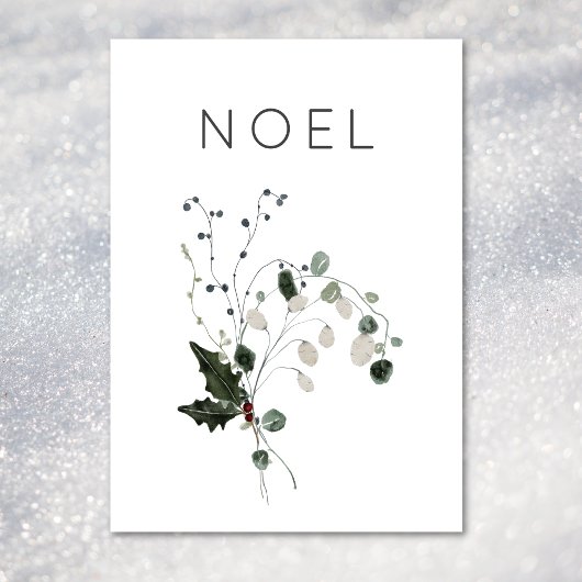 Cartes Pour Fêtes Annuelles Noel de Noël Rustique minimal Végétation Holly