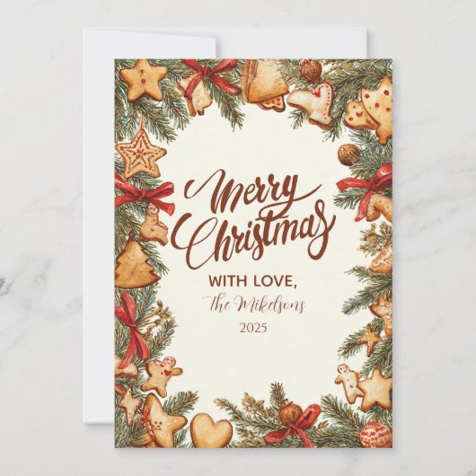 Cartes Pour Fêtes Annuelles Noël de pain d'épices rustique (Devant)