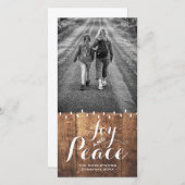 Cartes Pour Fêtes Annuelles Noël de paix de joie souhaite les lumières v2 en (Devant / Derrière)