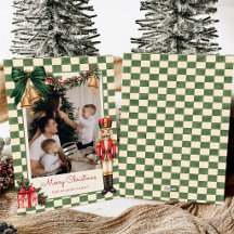 Noël de photo de famille de ruban vert de casse-no