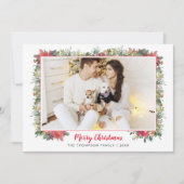 Cartes Pour Fêtes Annuelles Noël de photo de script botanique de verdure (Devant)