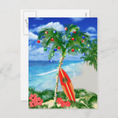 Cartes Pour Fêtes Annuelles Noël de plage (Devant / Derrière)