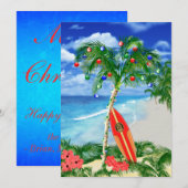 Cartes Pour Fêtes Annuelles Noël de plage tropicale (Devant / Derrière)