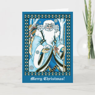 Cartes Pour Fêtes Annuelles Noël de Saint Nicolas Bleu Victorien