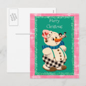 Cartes Pour Fêtes Annuelles Noël de Snowman Vintage (Devant / Derrière)