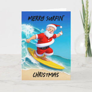 Cartes Pour Fêtes Annuelles Noël de Surf Père Noël