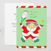 Cartes Pour Fêtes Annuelles Noël de tennis (Devant / Derrière)