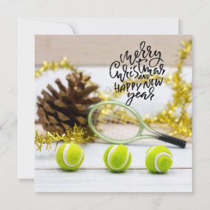 Cartes Pour Fêtes Annuelles Noël de tennis avec balle de tennis