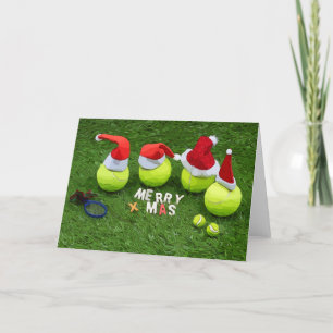 Cartes Pour Fêtes Annuelles Noël de tennis avec balle de tennis et chapeau de 