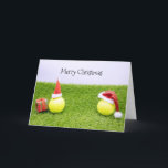 Cartes Pour Fêtes Annuelles Noël de tennis avec balle de tennis et chapeau de<br><div class="desc">Tennis Noël avec balle de tennis et Santa hat carte de vacances</div>