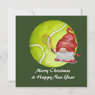 Cartes Pour Fêtes Annuelles Noël de tennis avec le Père Noël en vert