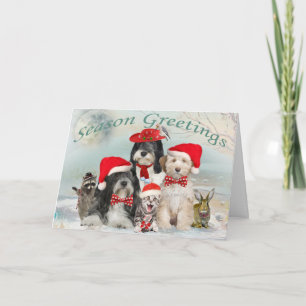 Cartes Pour Fêtes Annuelles Noël de Terrier tibétain avec des amis