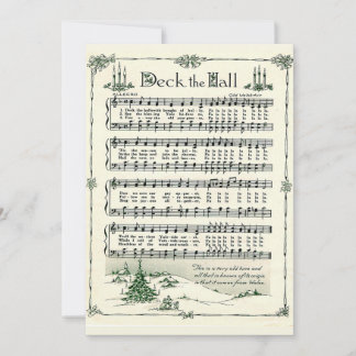 Cartes Pour Fêtes Annuelles Noël, Deck the Hall Partition Vintage Musique