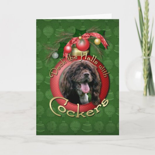 Cartes Pour Fêtes Annuelles Noël - Deck the Halls avec Cockers (Devant)