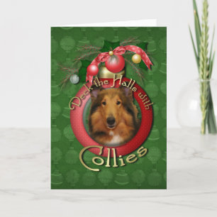 Cartes Pour Fêtes Annuelles Noël - Deck the Halls - Collie - Natalie