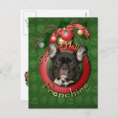 Cartes Pour Fêtes Annuelles Noël - Deck the Halls - Français - Turquoise (Devant / Derrière)