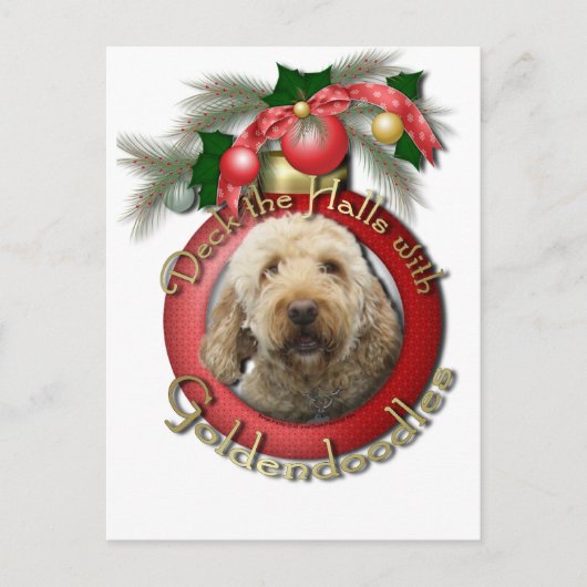 Cartes Pour Fêtes Annuelles Noël - Deck the Halls - Goldendoodles (Devant)