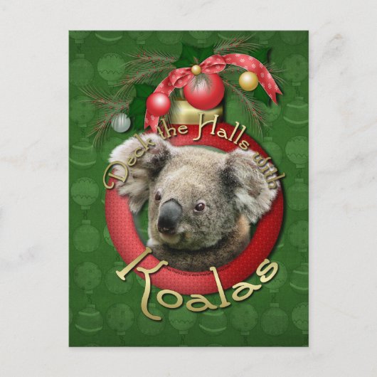Cartes Pour Fêtes Annuelles Noël - Deck the Halls - Koalas (Devant)
