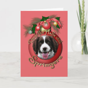 Cartes Pour Fêtes Annuelles Noël - Deck the Halls Springer Spaniel Baxter