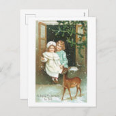 Cartes Pour Fêtes Annuelles Noël démodé, cerf commun (Devant / Derrière)