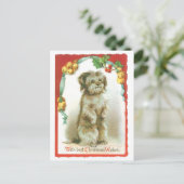 Cartes Pour Fêtes Annuelles Noël démodé, chiot (Debout devant)