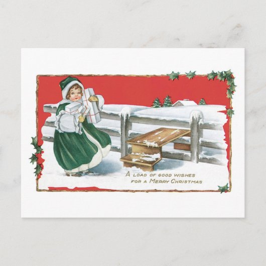 Cartes Pour Fêtes Annuelles Noël démodé, fille (Devant)