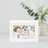 Cartes Pour Fêtes Annuelles Noël démodé, fille dormant avec le chiot (Debout devant)