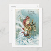 Cartes Pour Fêtes Annuelles Noël démodé, Père Noël (Devant / Derrière)