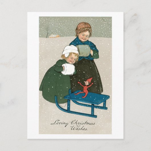 Cartes Pour Fêtes Annuelles Noël démodé, soeurs (Devant)