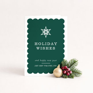 Cartes Pour Fêtes Annuelles NOËL D'ENTREPRISE flocon de neige vert minimal mod