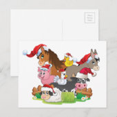 Cartes Pour Fêtes Annuelles Noël des animaux de ferme (Devant / Derrière)