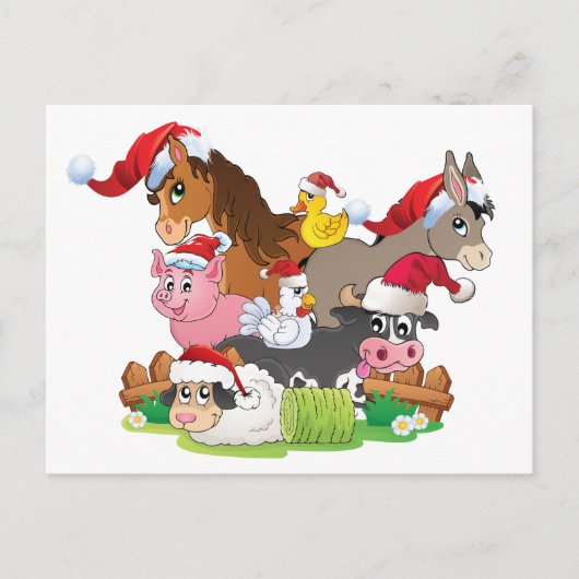 Cartes Pour Fêtes Annuelles Noël des animaux de ferme (Devant)