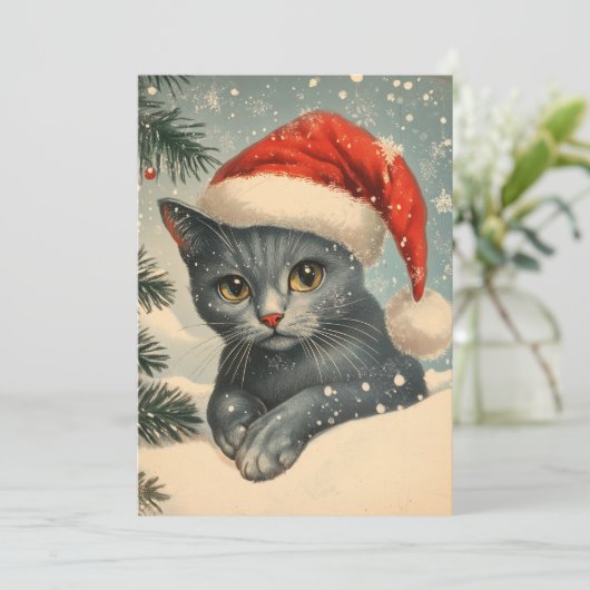 Cartes Pour Fêtes Annuelles Noël des chats Chartreux (Debout devant)
