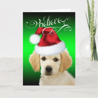 Cartes Pour Fêtes Annuelles Noël des CHIENS| Croyez l'adorable Golden Père Noë