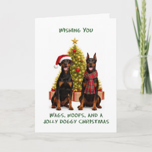 Cartes Pour Fêtes Annuelles Noël des Chiens Doberman