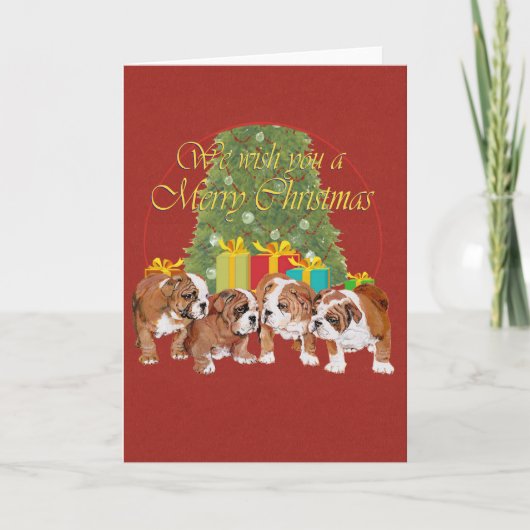 Cartes Pour Fêtes Annuelles Noël des chiots de Bulldog (Devant)