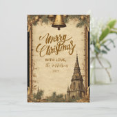 Cartes Pour Fêtes Annuelles Noël des cloches de vacances rustiques (Debout devant)