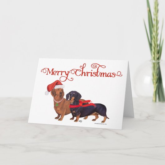 Cartes Pour Fêtes Annuelles Noël des Dachshunds (Devant)