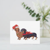 Cartes Pour Fêtes Annuelles Noël des Dachshunds (Debout devant)